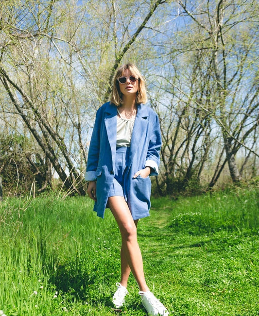 Blazer em linho azul