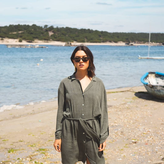 Camisa/vestido em linho e tencel